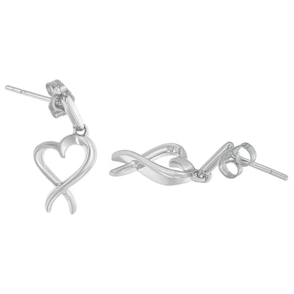 Exquisite Sterling Silver Dangle-heart Earrings for Elegant Style