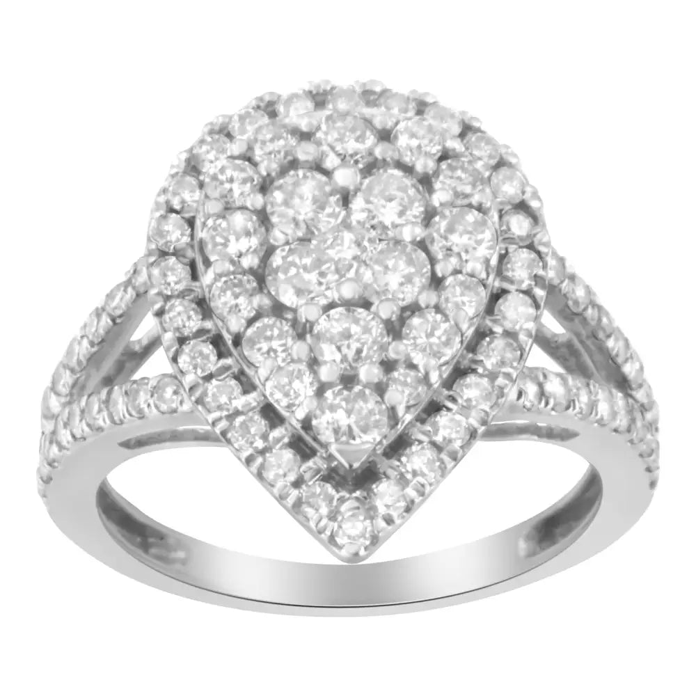 Exquisite Sterling Silver Diamond Cluster Ring with Stunning Brilliance