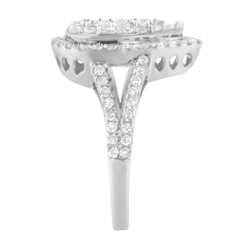 Exquisite Sterling Silver Diamond Cluster Ring with Stunning Brilliance