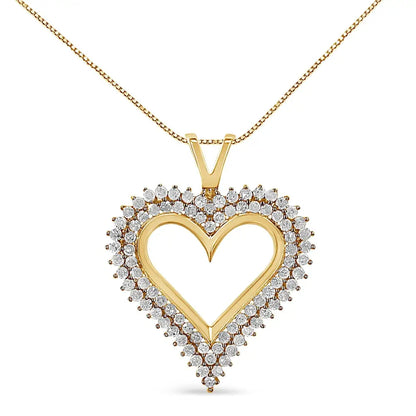 Exquisite Sterling Silver Diamond Heart 18 Inch Pendant Necklace