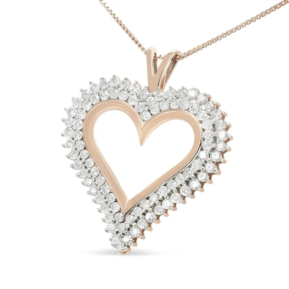 Exquisite Sterling Silver Diamond Heart 18 Inch Pendant Necklace