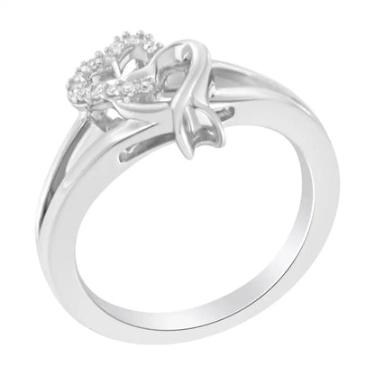 Exquisite Sterling Silver Diamond Heart Accent Ring in Fine Jewelry