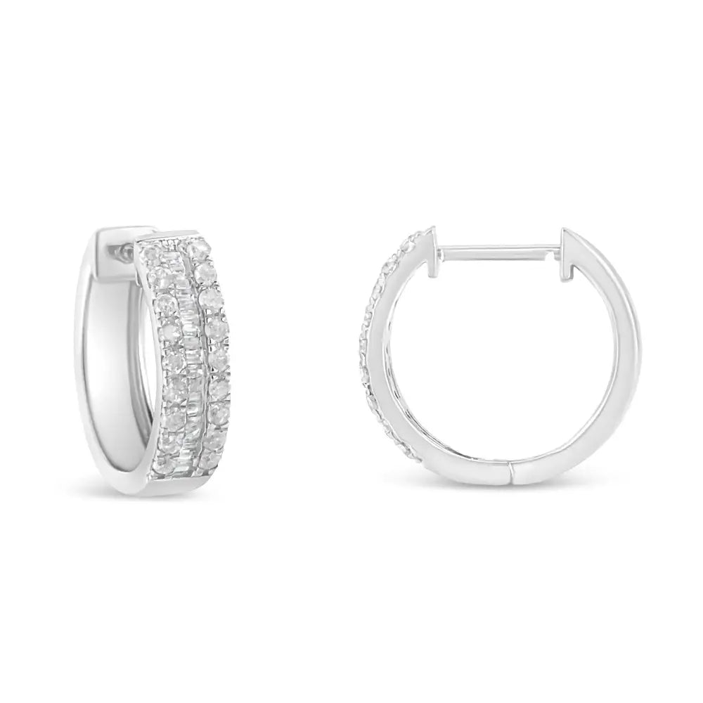 Exquisite Sterling-silver Diamond Hoop Earring with I-j Color Elegance