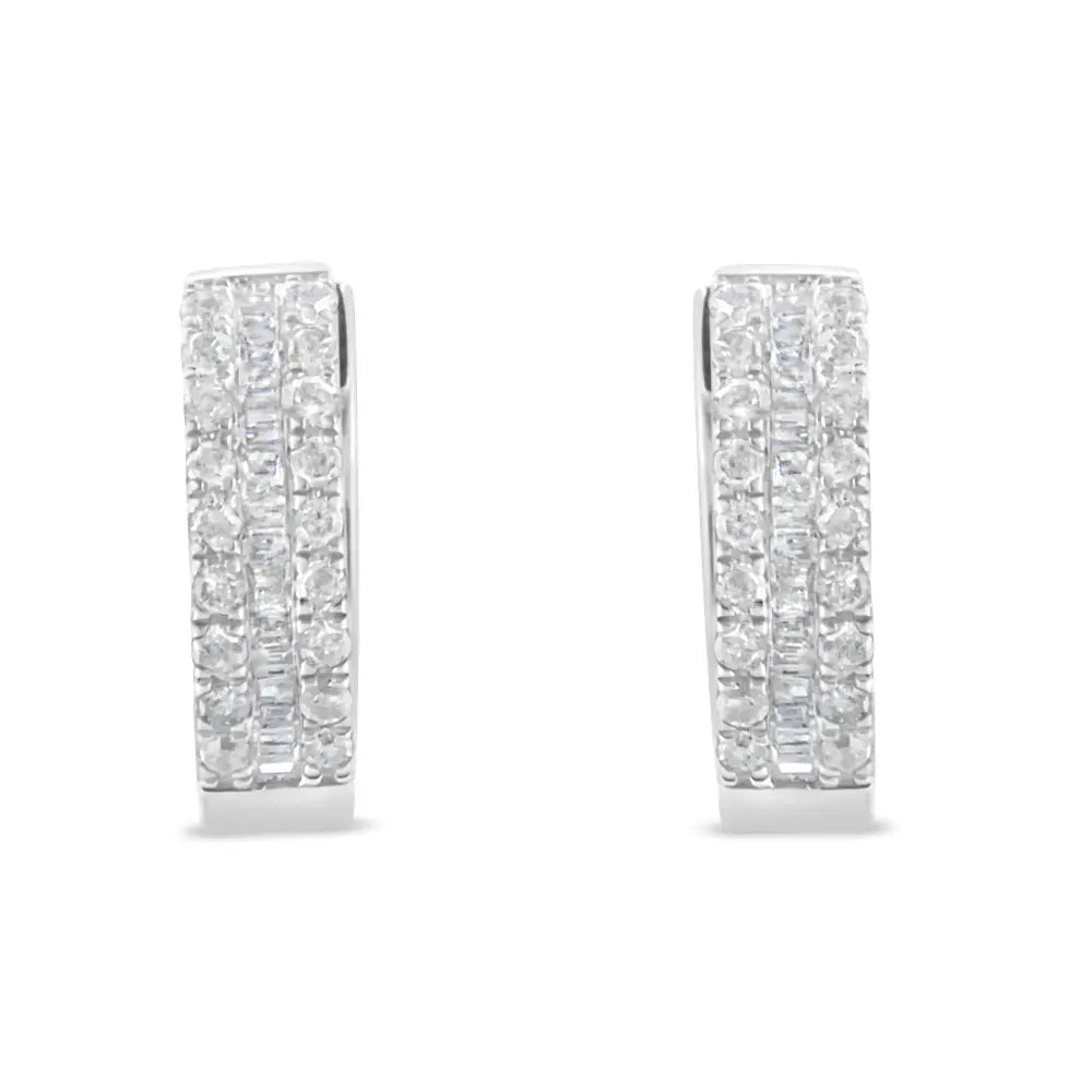 Exquisite Sterling-silver Diamond Hoop Earring with I-j Color Elegance