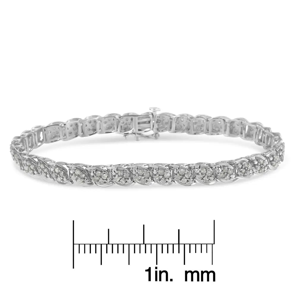 Exquisite Sterling Silver Diamond Link Bracelet with Promo Quality Diamonds