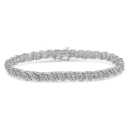 Exquisite Sterling Silver Diamond Link Bracelet with Promo Quality Diamonds