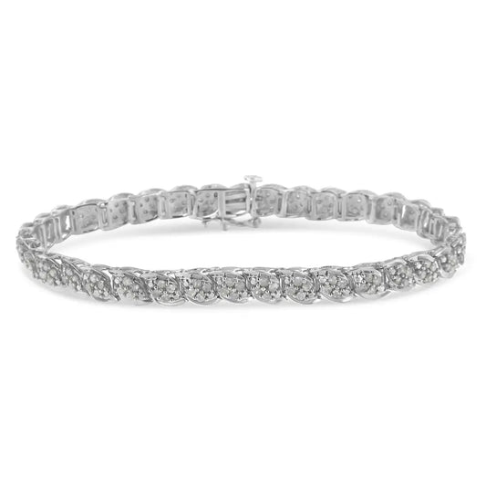 Exquisite Sterling Silver Diamond Link Bracelet with Promo Quality Diamonds