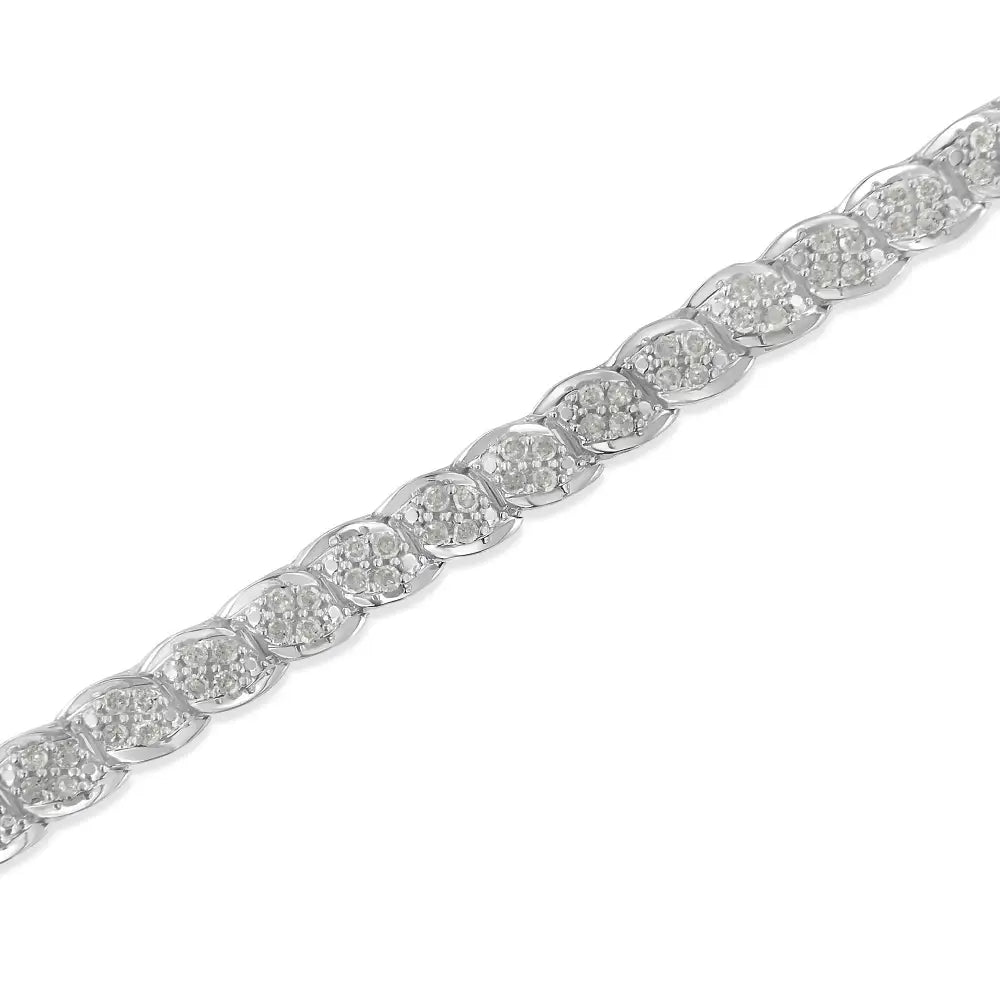 Exquisite Sterling Silver Diamond Link Bracelet with Promo Quality Diamonds