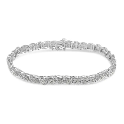 Exquisite Sterling Silver Diamond Link Bracelet with Promo Quality Diamonds