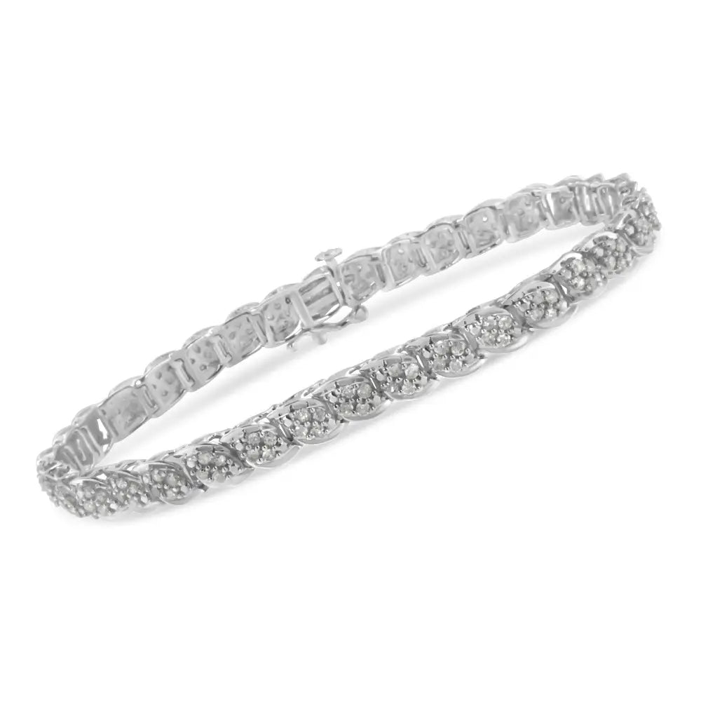 Exquisite Sterling Silver Diamond Link Bracelet with Promo Quality Diamonds