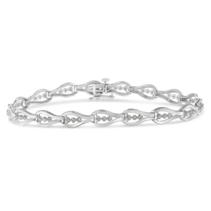 Exquisite Sterling Silver Diamond Link Bracelet with Stunning Clarity