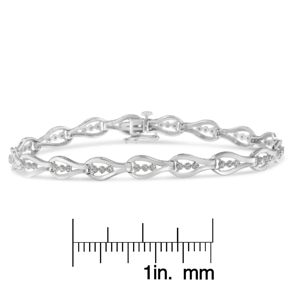 Exquisite Sterling Silver Diamond Link Bracelet with Stunning Clarity