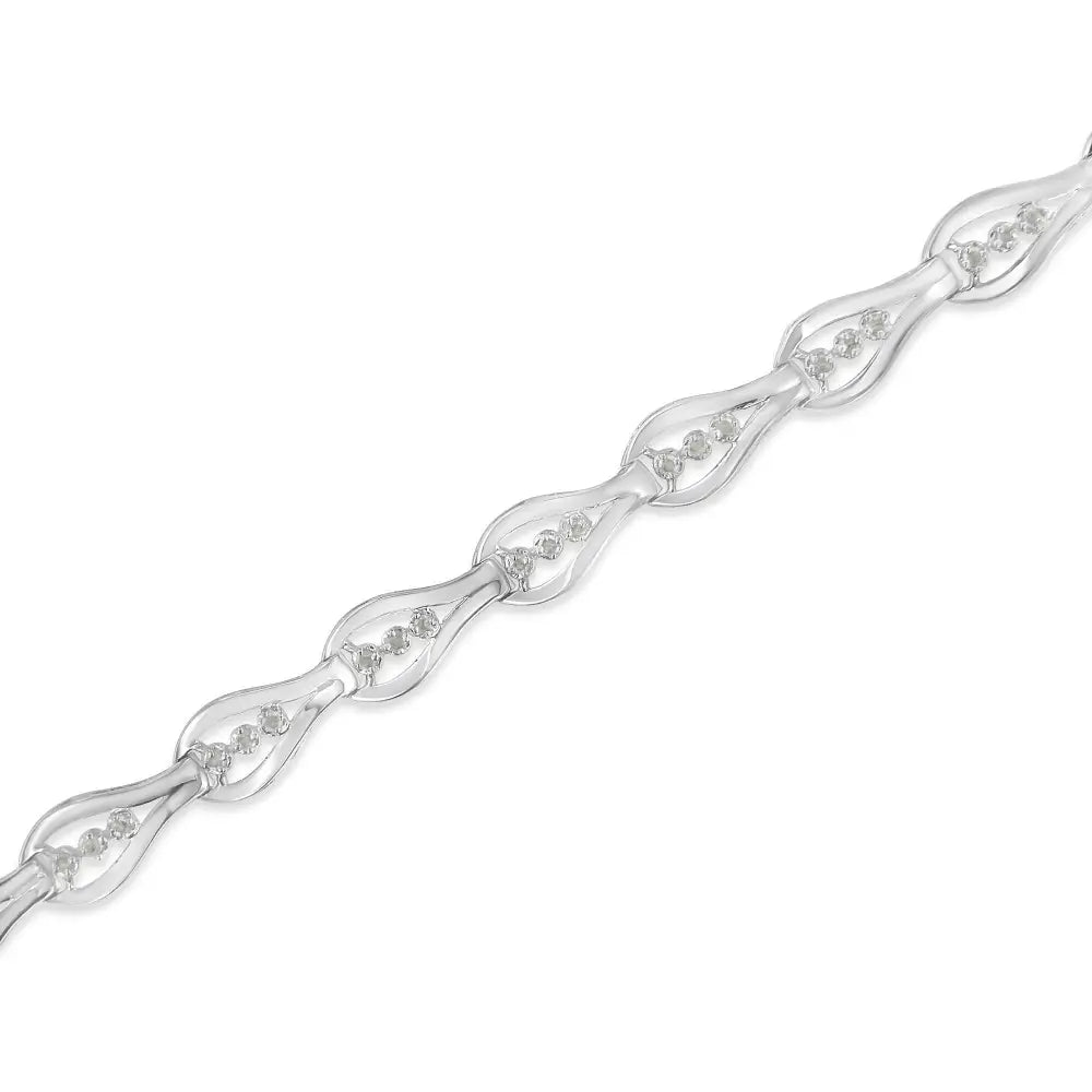 Exquisite Sterling Silver Diamond Link Bracelet with Stunning Clarity