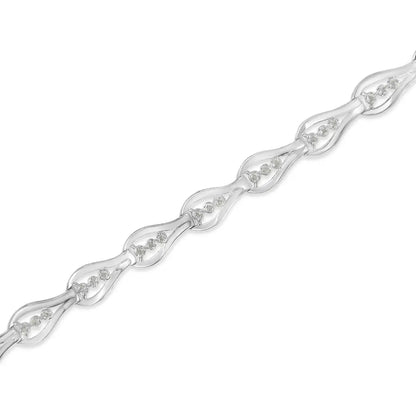 Exquisite Sterling Silver Diamond Link Bracelet with Stunning Clarity