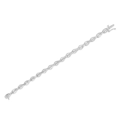 Exquisite Sterling Silver Diamond Link Bracelet with Stunning Clarity