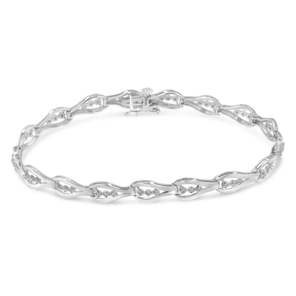 Exquisite Sterling Silver Diamond Link Bracelet with Stunning Clarity