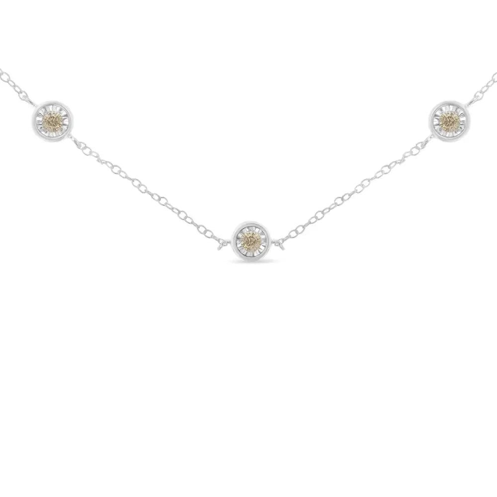 Exquisite Sterling Silver Diamond Station Necklace Crafted for Elegance