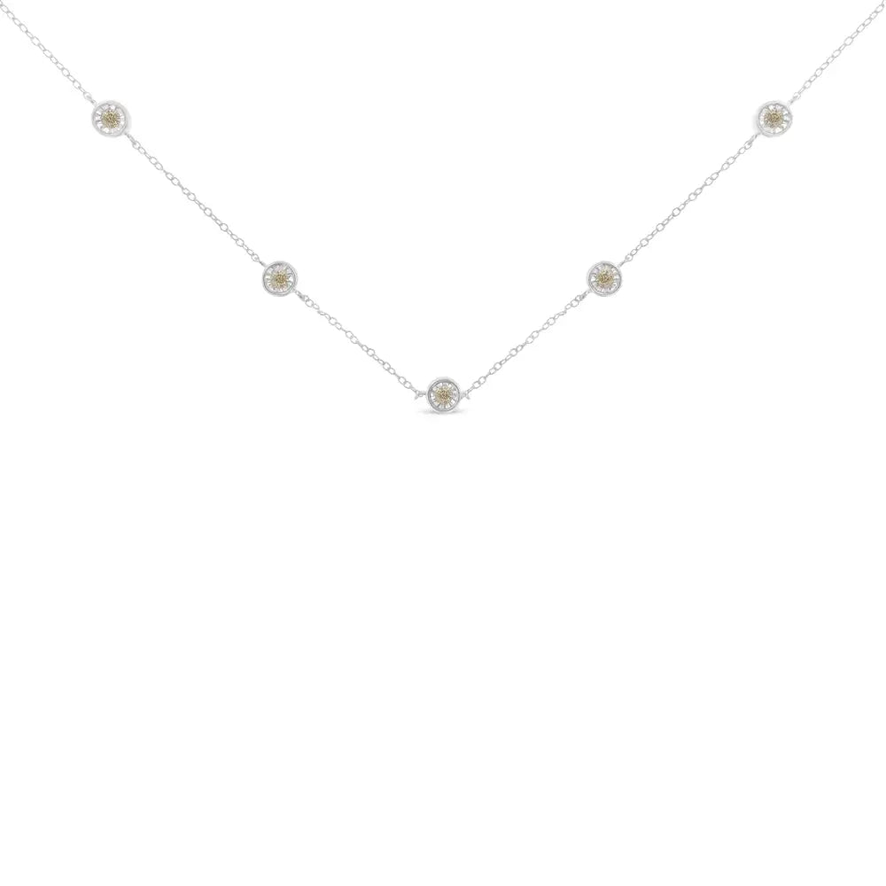 Exquisite Sterling Silver Diamond Station Necklace Crafted for Elegance