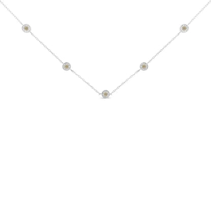 Exquisite Sterling Silver Diamond Station Necklace Crafted for Elegance