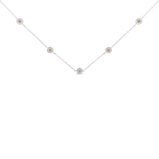 Exquisite Sterling Silver Diamond Station Necklace Crafted for Elegance