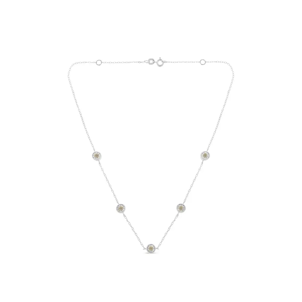 Exquisite Sterling Silver Diamond Station Necklace Crafted for Elegance