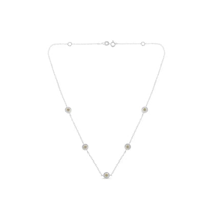 Exquisite Sterling Silver Diamond Station Necklace Crafted for Elegance