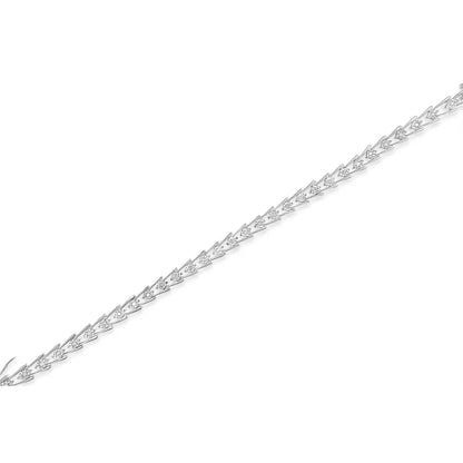 Exquisite Sterling Silver Diamond Wave-style Link Bracelet