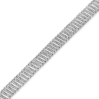 Exquisite Sterling Silver Link Bracelet with 5.00 Cttw Round-cut Diamonds