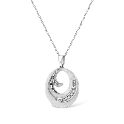 Exquisite Sterling Silver Pave-set Diamond Accent Pendant Necklace