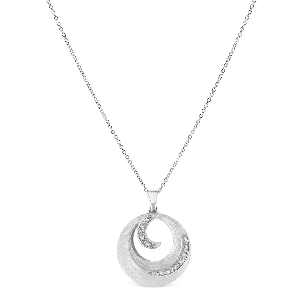 Exquisite Sterling Silver Pave-set Diamond Accent Pendant Necklace