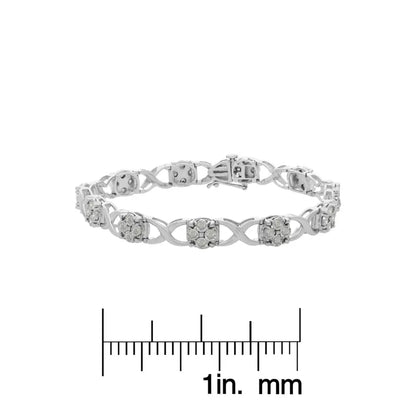 Exquisite Sterling Silver Rose-cut Diamond Love Locks Link Bracelet