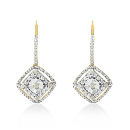 Exquisite Sterling Silver Rose Diamond Dangle Earrings for Elegance