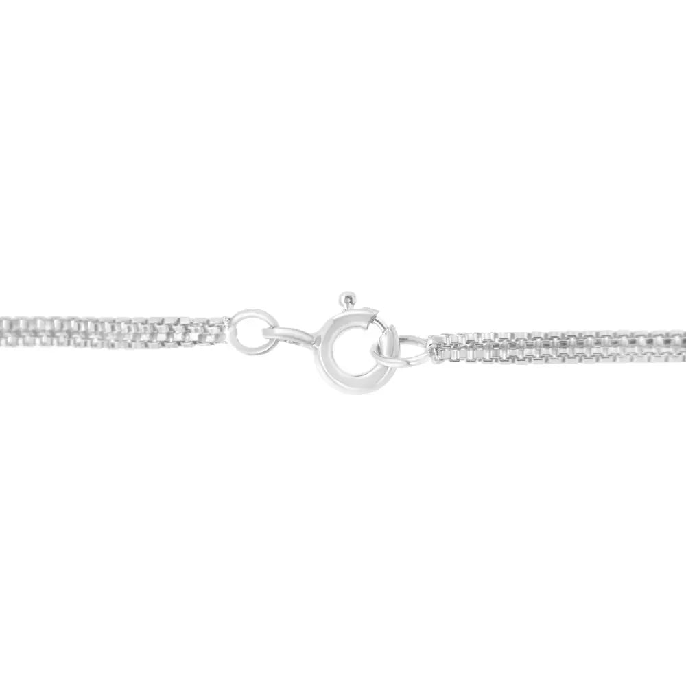 Exquisite Sterling Silver Round Diamond Graduated Necklace in 18 Inches