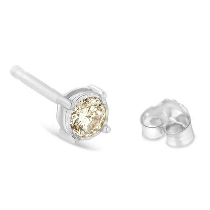 Exquisite Sterling Silver Stud Earrings with Round Brilliant Cut Diamonds