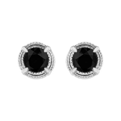 Exquisite Sterling Silver Treated Colored Diamond Modern Stud Earrings