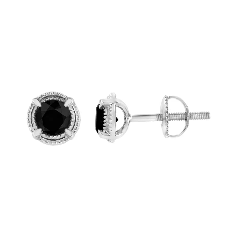 Exquisite Sterling Silver Treated Colored Diamond Modern Stud Earrings