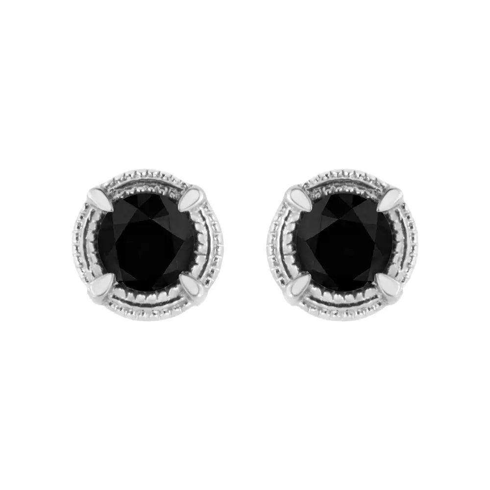 Exquisite Sterling Silver Treated Colored Diamond Modern Stud Earrings