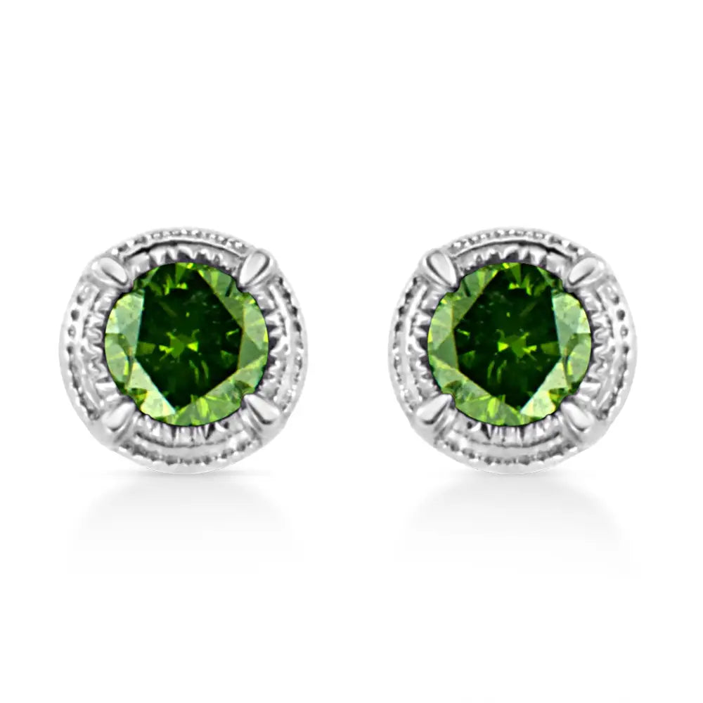 Exquisite Sterling Silver Treated Colored Diamond Modern Stud Earrings