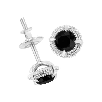 Exquisite Sterling Silver Treated Colored Diamond Modern Stud Earrings