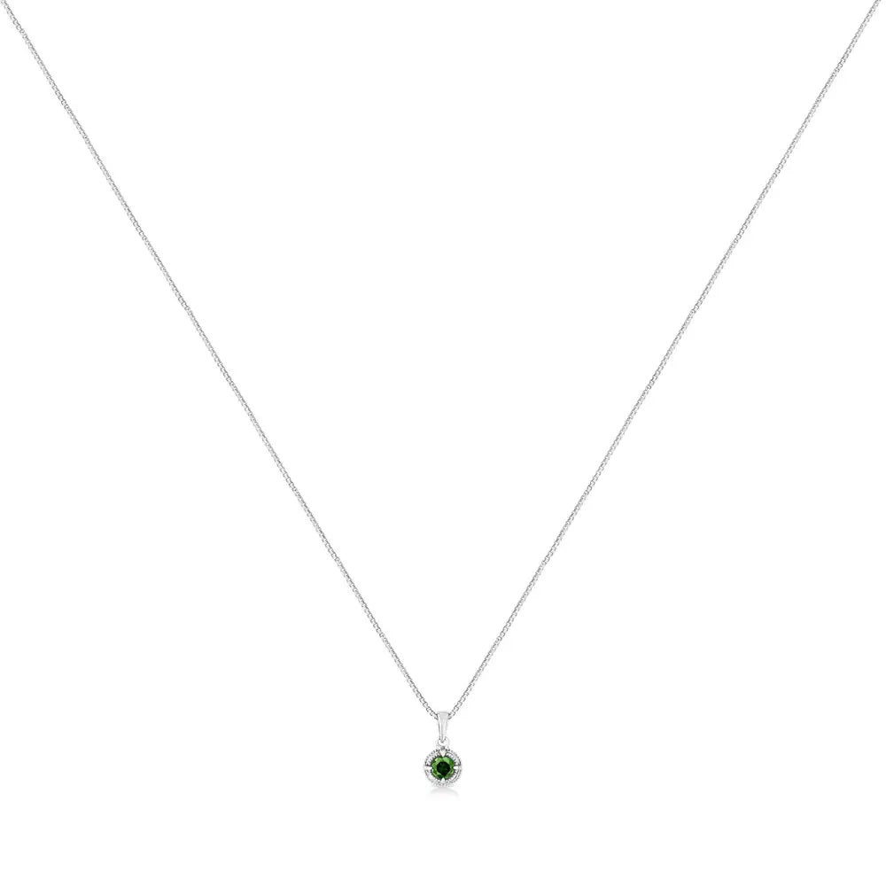 Exquisite Treated Color Diamond Milgrain Pendant Necklace in Sterling Silver