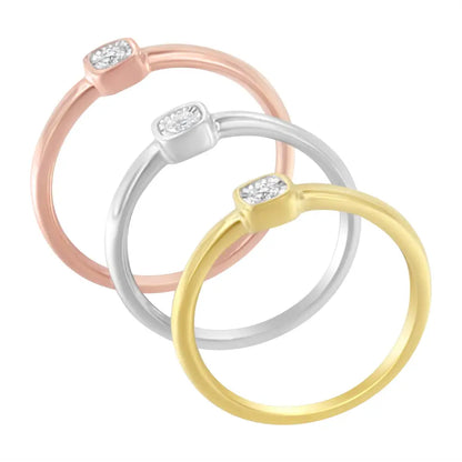 Exquisite Tri-color 14k Gold Miracle Set Petite Carat Diamond Ring