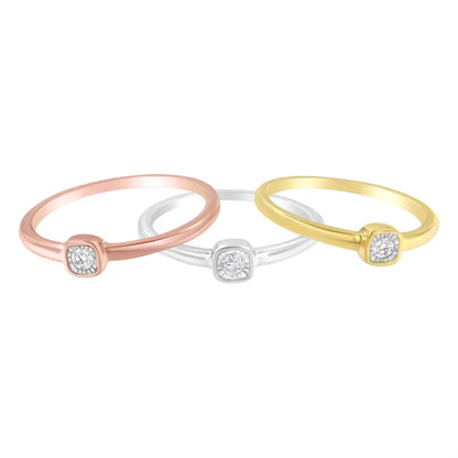 Exquisite Tri-color 14k Gold Miracle Set Petite Carat Diamond Ring