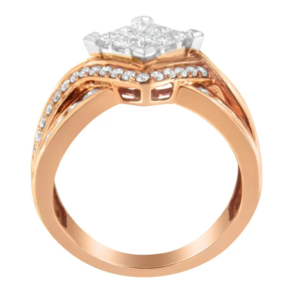 Exquisite Two-tone 10kt Gold Diamond Bypass Cocktail Ring - 7