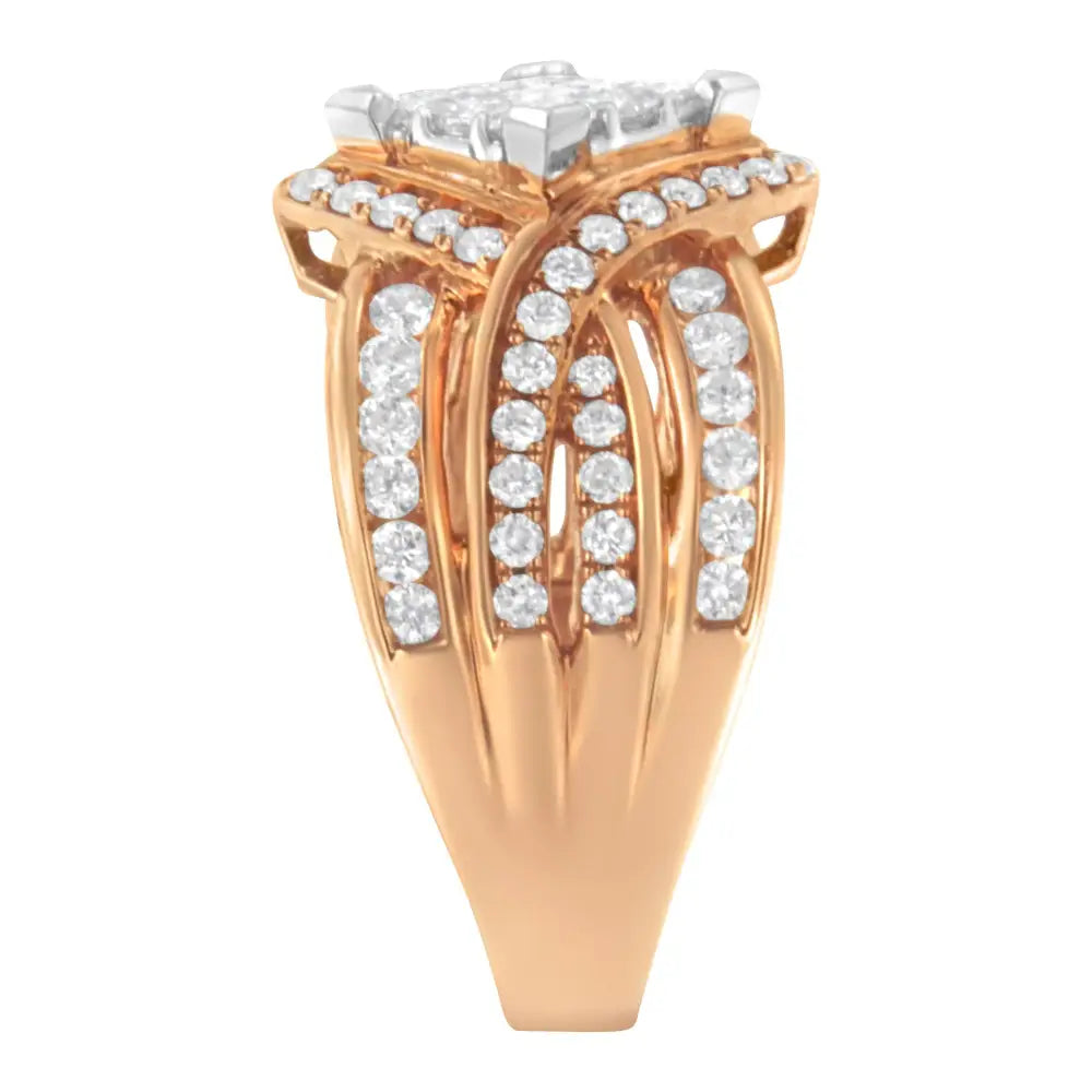 Exquisite Two-tone 10kt Gold Diamond Bypass Cocktail Ring - 7