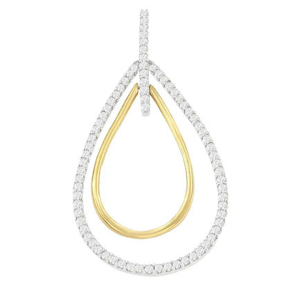 Exquisite Two-tone Gold Round Cut Diamond Double Burst Pendant Necklace