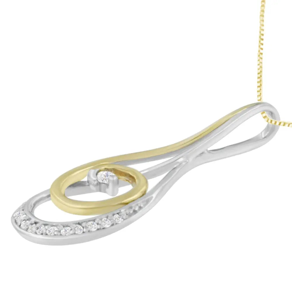 Exquisite Two-tone Gold Sparkling Spiral Pendant with Round Cut Diamond