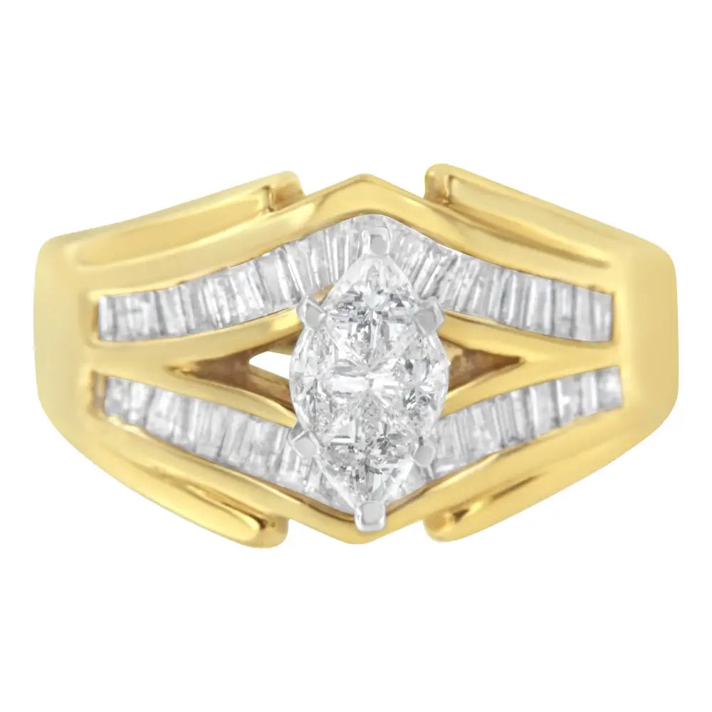 Exquisite Two-toned Gold Diamond Cocktail Ring for Timeless Elegance - 7