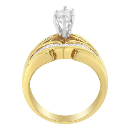 Exquisite Two-toned Gold Diamond Cocktail Ring for Timeless Elegance - 7