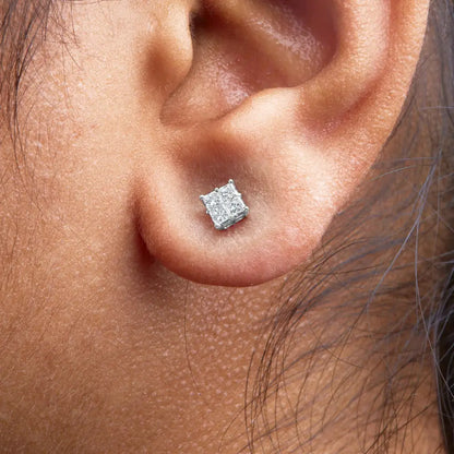 Exquisite White Gold Diamond Composite Stud Earrings for Timeless Elegance