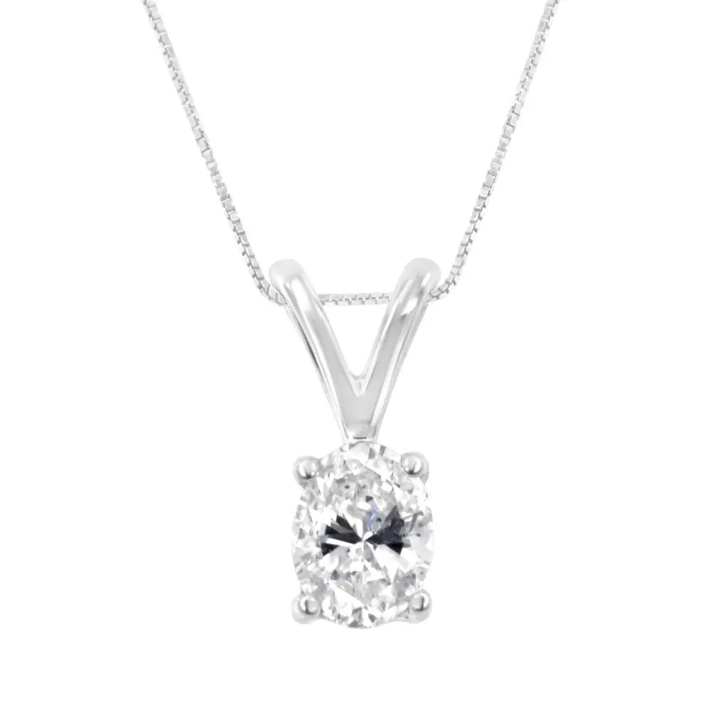 Exquisite White Gold Diamond Oval Pendant Necklace for Timeless Elegance